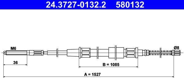 ATE 24.3727-0132.2 - Kabel, dayanacaq əyləci furqanavto.az