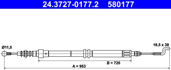 ATE 24.3727-0177.2 - Kabel, dayanacaq əyləci furqanavto.az