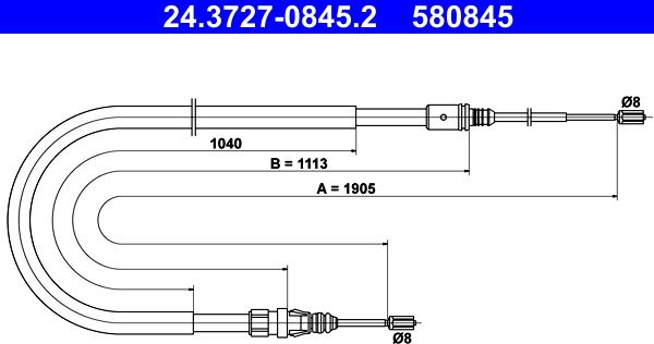 ATE 24.3727-0845.2 - Kabel, dayanacaq əyləci furqanavto.az