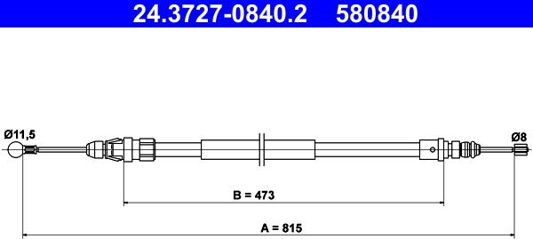 ATE 24.3727-0840.2 - Kabel, dayanacaq əyləci furqanavto.az