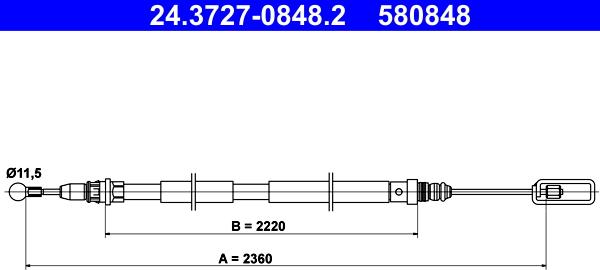 ATE 24.3727-0848.2 - Kabel, dayanacaq əyləci furqanavto.az