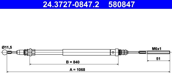 ATE 24.3727-0847.2 - Kabel, dayanacaq əyləci furqanavto.az