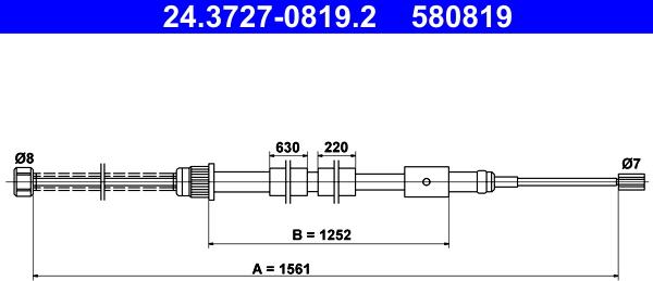 ATE 24.3727-0819.2 - Kabel, dayanacaq əyləci furqanavto.az