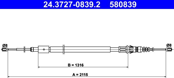 ATE 24.3727-0839.2 - Kabel, dayanacaq əyləci furqanavto.az