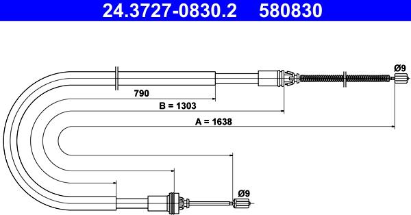 ATE 24.3727-0830.2 - Kabel, dayanacaq əyləci furqanavto.az