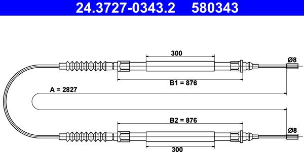 ATE 24.3727-0343.2 - Kabel, dayanacaq əyləci furqanavto.az