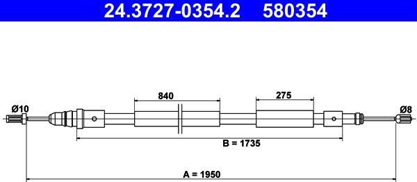 ATE 24.3727-0354.2 - Kabel, dayanacaq əyləci furqanavto.az