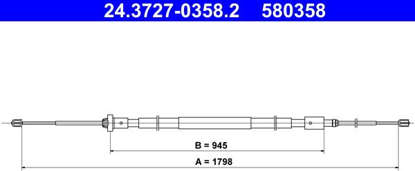 ATE 24.3727-0358.2 - Kabel, dayanacaq əyləci furqanavto.az