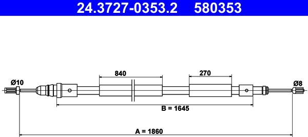 ATE 24.3727-0353.2 - Kabel, dayanacaq əyləci furqanavto.az