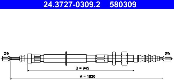 ATE 24.3727-0309.2 - Kabel, dayanacaq əyləci furqanavto.az