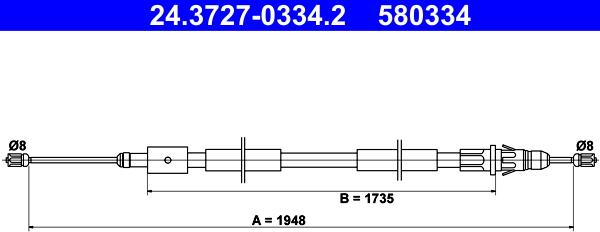 ATE 24.3727-0334.2 - Kabel, dayanacaq əyləci furqanavto.az