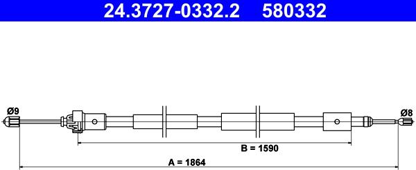 ATE 24.3727-0332.2 - Kabel, dayanacaq əyləci furqanavto.az