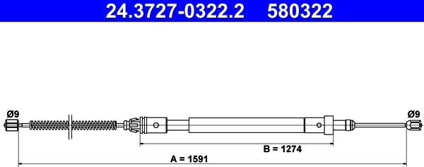 ATE 24.3727-0322.2 - Kabel, dayanacaq əyləci furqanavto.az