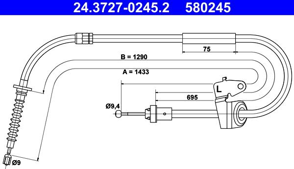 ATE 24.3727-0245.2 - Kabel, dayanacaq əyləci furqanavto.az