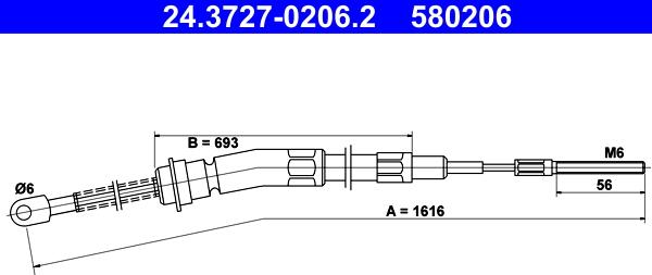 ATE 24.3727-0206.2 - Kabel, dayanacaq əyləci furqanavto.az