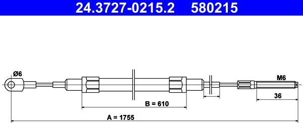 ATE 24.3727-0215.2 - Kabel, dayanacaq əyləci furqanavto.az