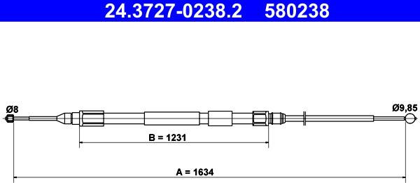 ATE 24.3727-0238.2 - Kabel, dayanacaq əyləci furqanavto.az