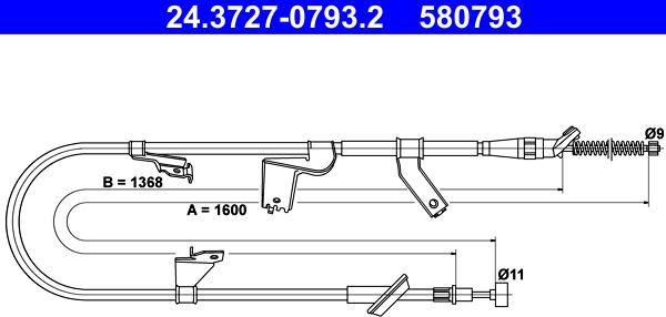 ATE 24.3727-0793.2 - Kabel, dayanacaq əyləci furqanavto.az