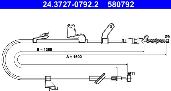 ATE 24.3727-0792.2 - Kabel, dayanacaq əyləci furqanavto.az