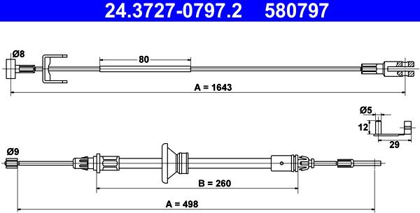 ATE 24.3727-0797.2 - Kabel, dayanacaq əyləci furqanavto.az