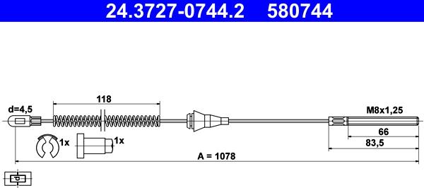 ATE 24.3727-0744.2 - Kabel, dayanacaq əyləci furqanavto.az