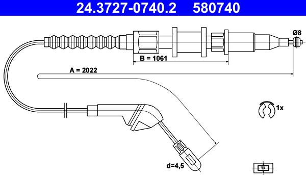 ATE 24.3727-0740.2 - Kabel, dayanacaq əyləci furqanavto.az