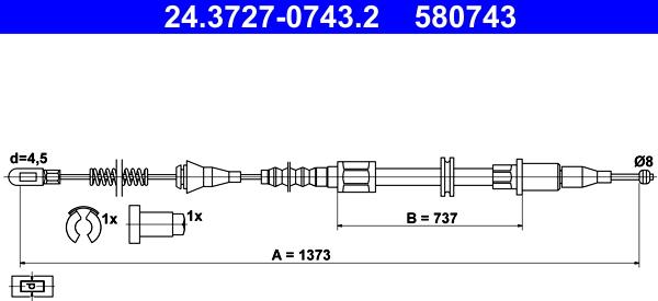 ATE 24.3727-0743.2 - Kabel, dayanacaq əyləci furqanavto.az