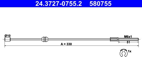 ATE 24.3727-0755.2 - Kabel, dayanacaq əyləci furqanavto.az