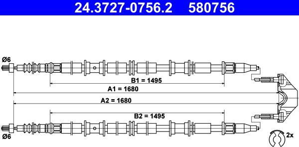 ATE 24.3727-0756.2 - Kabel, dayanacaq əyləci furqanavto.az