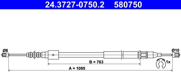 ATE 24.3727-0750.2 - Kabel, dayanacaq əyləci furqanavto.az