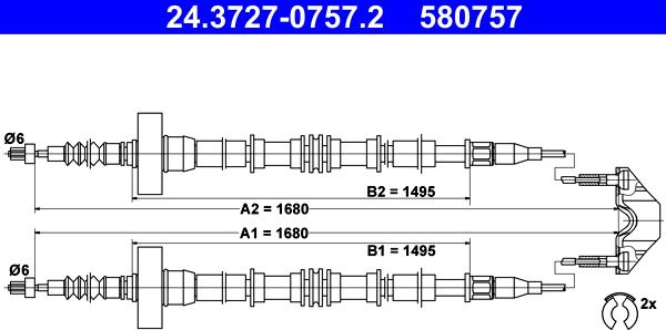 ATE 24.3727-0757.2 - Kabel, dayanacaq əyləci furqanavto.az