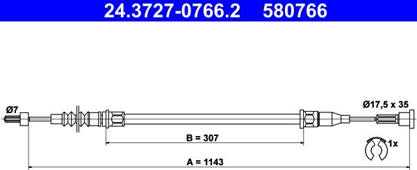 ATE 24.3727-0766.2 - Kabel, dayanacaq əyləci furqanavto.az