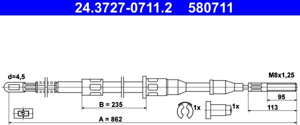 ATE 24.3727-0711.2 - Kabel, dayanacaq əyləci furqanavto.az