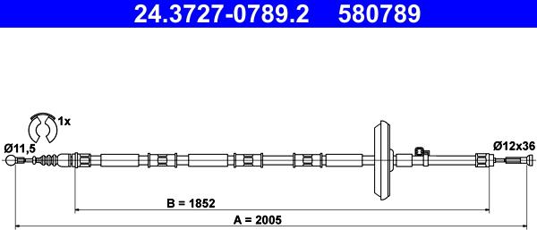 ATE 24.3727-0789.2 - Kabel, dayanacaq əyləci furqanavto.az