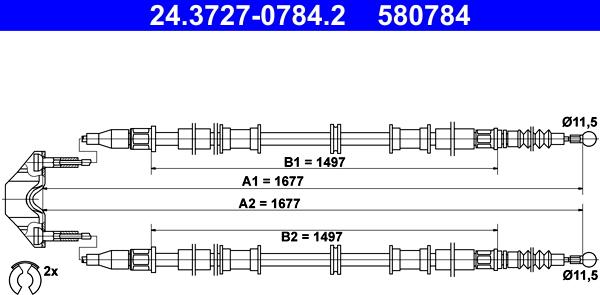 ATE 24.3727-0784.2 - Kabel, dayanacaq əyləci furqanavto.az