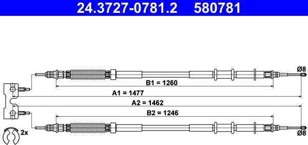 ATE 24.3727-0781.2 - Kabel, dayanacaq əyləci furqanavto.az