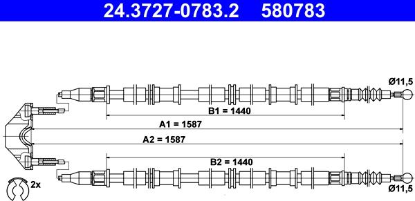 ATE 24.3727-0783.2 - Kabel, dayanacaq əyləci furqanavto.az