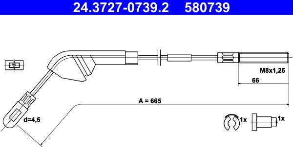 ATE 24.3727-0739.2 - Kabel, dayanacaq əyləci furqanavto.az