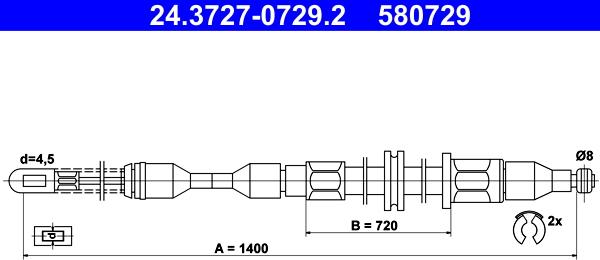 ATE 24.3727-0729.2 - Kabel, dayanacaq əyləci furqanavto.az