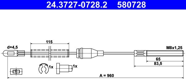 ATE 24.3727-0728.2 - Kabel, dayanacaq əyləci furqanavto.az