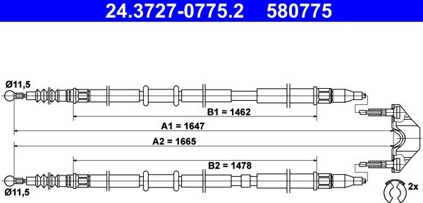 ATE 24.3727-0775.2 - Kabel, dayanacaq əyləci furqanavto.az