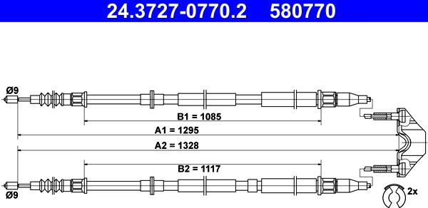 ATE 24.3727-0770.2 - Kabel, dayanacaq əyləci furqanavto.az