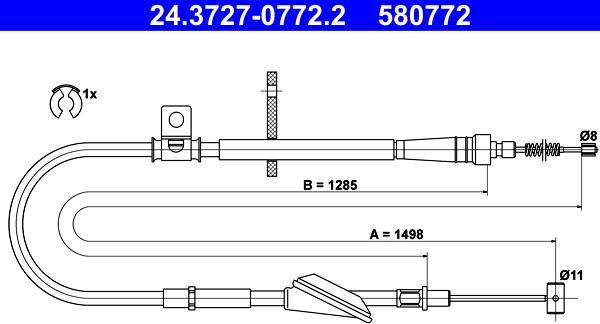 ATE 24.3727-0772.2 - Kabel, dayanacaq əyləci furqanavto.az