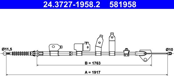 ATE 24.3727-1958.2 - Kabel, dayanacaq əyləci furqanavto.az