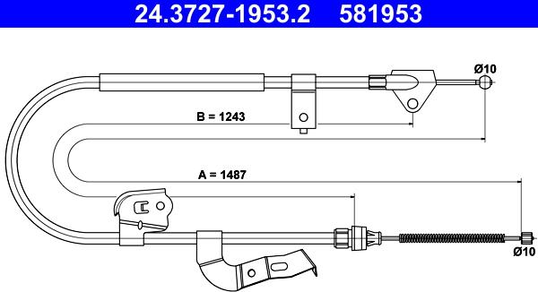 ATE 24.3727-1953.2 - Kabel, dayanacaq əyləci furqanavto.az