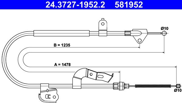 ATE 24.3727-1952.2 - Kabel, dayanacaq əyləci furqanavto.az