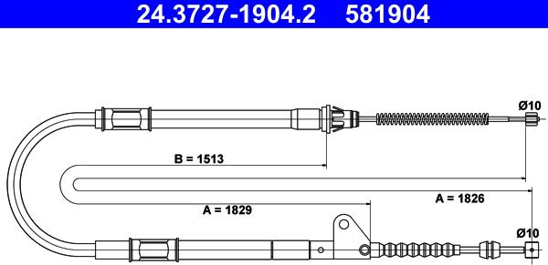 ATE 24.3727-1904.2 - Kabel, dayanacaq əyləci furqanavto.az