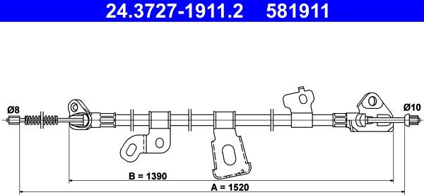 ATE 24.3727-1911.2 - Kabel, dayanacaq əyləci furqanavto.az