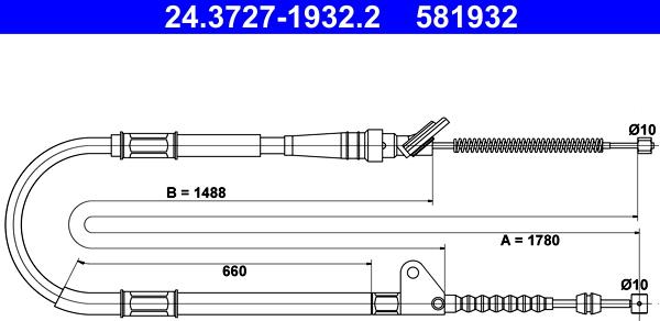 ATE 24.3727-1932.2 - Kabel, dayanacaq əyləci furqanavto.az