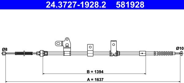 ATE 24.3727-1928.2 - Kabel, dayanacaq əyləci furqanavto.az